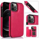 For iPhone 12 / 12 Pro Shockproof PU + TPU Leather Case with Card Slots & Holder & Photo Frame & Wallet(Rose Red) - 1