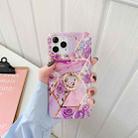 Plating Splicing Pattern Soft TPU Protective Case With Stand Ring Holder For iPhone 11(Stitching Purple Flowers) - 1