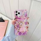 Plating Splicing Pattern Soft TPU Protective Case With Stand Ring Holder For iPhone 11 Pro(Stitching Purple Flowers) - 1