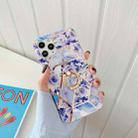 Plating Splicing Pattern Soft TPU Protective Case With Stand Ring Holder For iPhone 11 Pro Max(Stitching Blue Flowers) - 1
