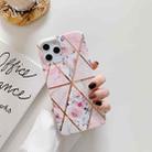 Plating Splicing Pattern Soft TPU Protective Case For iPhone 12 / 12 Pro(Stitching Pink Flowers) - 1