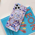 Electroplating Stitching Pattern Soft TPU Protective Case With Folding Holder For iPhone 11 Pro Max(Stitching Blue Flowers) - 1