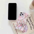Electroplating Stitching Pattern Soft TPU Protective Case With Folding Holder For iPhone 11 Pro Max(Stitching White Flowers) - 3
