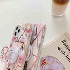 Electroplating Stitching Pattern Soft TPU Protective Case With Folding Holder For iPhone 11 Pro Max(Stitching White Flowers) - 5