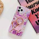 Electroplating Stitching Pattern Soft TPU Protective Case with Rose Gold Stand Ring Holder For iPhone 11(Stitching Purple Flowers) - 1