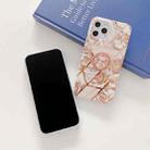 Electroplating Stitching Pattern Soft TPU Protective Case with Rose Gold Stand Ring Holder For iPhone 11 Pro Max(Stitching Blue Flowers) - 3