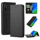 For Huawei P Smart 2020 Strong Magnetism Liquid Feel Horizontal Flip Leather Case with Holder & Card Slots & Wallet(Black) - 1