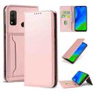 For Huawei P Smart 2020 Strong Magnetism Liquid Feel Horizontal Flip Leather Case with Holder & Card Slots & Wallet(Rose Gold) - 1