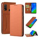 For Huawei P Smart 2020 Strong Magnetism Liquid Feel Horizontal Flip Leather Case with Holder & Card Slots & Wallet(Brown) - 1