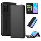 For Huawei Honor 30 Lite Strong Magnetism Liquid Feel Horizontal Flip Leather Case with Holder & Card Slots & Wallet(Black) - 1