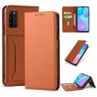 For Huawei Honor 30 Lite Strong Magnetism Liquid Feel Horizontal Flip Leather Case with Holder & Card Slots & Wallet(Brown) - 1