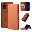 For Huawei Honor Play 4 Pro Strong Magnetism Liquid Feel Horizontal Flip Leather Case with Holder & Card Slots & Wallet(Brown) - 1