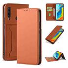 For Huawei P30 Lite / Nova 4e Strong Magnetism Liquid Feel Horizontal Flip Leather Case with Holder & Card Slots & Wallet(Brown) - 1