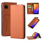 For Huawei Y5P / Honor 9S Strong Magnetism Liquid Feel Horizontal Flip Leather Case with Holder & Card Slots & Wallet(Brown) - 1