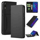 For Huawei Y6(2019) / Honor 8A Strong Magnetism Liquid Feel Horizontal Flip Leather Case with Holder & Card Slots & Wallet(Black) - 1