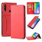 For Huawei Y6P Strong Magnetism Liquid Feel Horizontal Flip Leather Case with Holder & Card Slots & Wallet(Red) - 1