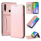 For Huawei Y6P Strong Magnetism Liquid Feel Horizontal Flip Leather Case with Holder & Card Slots & Wallet(Rose Gold) - 1