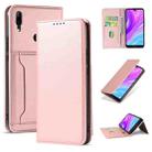 For Huawei Y7 (2019) / Y7 Prime (2019) Strong Magnetism Liquid Feel Horizontal Flip Leather Case with Holder & Card Slots & Wallet(Rose Gold) - 1