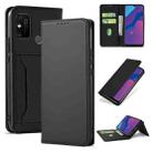 For Huawei Honor 9A Strong Magnetism Liquid Feel Horizontal Flip Leather Case with Holder & Card Slots & Wallet(Black) - 1