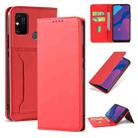 For Huawei Honor 9A Strong Magnetism Liquid Feel Horizontal Flip Leather Case with Holder & Card Slots & Wallet(Red) - 1