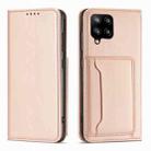 For Samsung Galaxy A42 Strong Magnetism Liquid Feel Horizontal Flip Leather Case with Holder & Card Slots & Wallet(Rose Gold) - 1