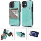 For iPhone 12 mini Mandala Embossed Pattern PU+TPU Protective Case with Card Slots & Holder (Green) - 1