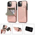 For iPhone 12 Pro Max Mandala Embossed Pattern PU+TPU Protective Case with Card Slots & Holder(Rose Gold) - 1