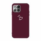 For iPhone 12 Pro Max Three Dots Love-heart Pattern Frosted TPU Protective Case (Wine Red) - 1