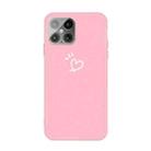 For iPhone 12 / 12 Pro Three Dots Love-heart Pattern Frosted TPU Protective Case(Pink) - 1