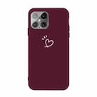For iPhone 12 / 12 Pro Three Dots Love-heart Pattern Frosted TPU Protective Case(Wine Red) - 1