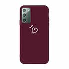 For Samsung Galaxy Note20 Three Dots Love-heart Pattern Frosted TPU Protective Case(Wine Red) - 1