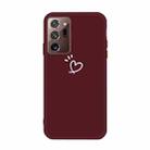 For Samsung Galaxy Note20 Ultra Three Dots Love-heart Pattern Frosted TPU Protective Case(Wine Red) - 1