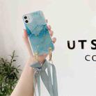 Marble Pattern Sequins Ribbon Bow TPU Protective Case with Neck Strap For iPhone 11 Pro(Blue) - 1