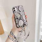 For iPhone 11 Crocodile Pattern PU + PC Case with Card Slot & Shoulder Strap (White) - 1