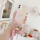 For iPhone 11 Pro Max Gold Foil Style Dropping Glue Ribbon Bow TPU Protective Case with Neck Strap (Stone) - 1