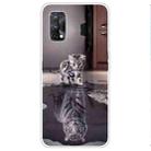 For OPPO Realme 7 Pro Colored Drawing Clear TPU Cover Protective Cases(Reflection Cat Tiger) - 1