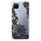 For OPPO Realme C12 Colored Drawing Clear TPU Cover Protective Cases(Black Rose) - 1