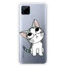 For OPPO Realme C15 Colored Drawing Clear TPU Cover Protective Cases(Tilted Head Cat) - 1