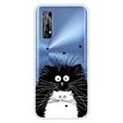 For OPPO Realme 7 Colored Drawing Clear TPU Cover Protective Cases(Black And White Rat) - 1