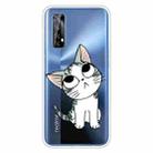 For OPPO Realme 7 Colored Drawing Clear TPU Cover Protective Cases(Tilted Head Cat) - 1