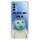 For OPPO Reno4 Colored Drawing Clear TPU Cover Protective Cases(Mask Cat) - 1