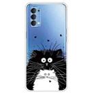 For OPPO Reno4 Colored Drawing Clear TPU Cover Protective Cases(Black And White Rat) - 1