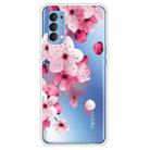 For OPPO Reno4 Colored Drawing Clear TPU Cover Protective Cases(Cherry Blossoms) - 1