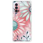 For OPPO Reno4 Pro Colored Drawing Clear TPU Cover Protective Cases(Pink Green Flower) - 1