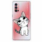 For OPPO Reno4 Pro Colored Drawing Clear TPU Cover Protective Cases(Tilted Head Cat) - 1