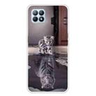 For OPPO Reno4 SE Colored Drawing Clear TPU Cover Protective Cases(Reflection Cat Tiger) - 1