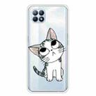 For OPPO Reno4 SE Colored Drawing Clear TPU Cover Protective Cases(Tilted Head Cat) - 1