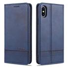 For iPhone X / XS AZNS Magnetic Calf Texture Horizontal Flip Leather Case with Card Slots & Holder & Wallet(Dark Blue) - 1