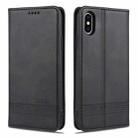 For iPhone X / XS AZNS Magnetic Calf Texture Horizontal Flip Leather Case with Card Slots & Holder & Wallet(Black) - 1