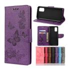 For OPPO Realme 7 Pro 5G Butterflies Embossing Horizontal Flip Leather Case with Holder & Card Slots & Wallet(Purple) - 1